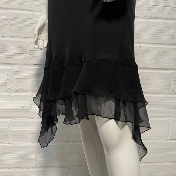 Vintage 90’s/Y2K Black Silk Bias Cut Dress Handkerchief Hem, Size 10 Medium - Picture 9 of 9